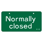 英文字バルブ開閉札 50×100 片面仕様 表記:Normally closed (168004)