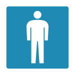 トイレ標識 ピクトサイン 裏面テープ付 男性(白地) 150mm角 (206103)