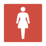 トイレ標識 ピクトサイン 裏面テープ付 女性(白地) 150mm角 (206104)