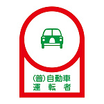 ヘルメット用ステッカー 35×25mm 10枚1組 表示: (普) 自動車運転者 (233038)