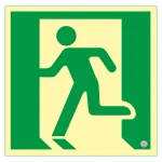 高輝度蓄光避難口誘導標識 (認定証票付) PETステッカー 非常口 サイズ:120mm角 (360805)