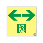 高輝度蓄光通路誘導標識 ステッカータイプ S級認定品 200mm角 左右矢印 (364943)