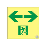 高輝度蓄光通路誘導標識 ステッカータイプ A級認定品 200mm角 左右矢印 (377943)