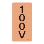 JIS配管識別明示ステッカー 電気関係 (タテ) 100V 10枚1組 サイズ: (S) 60×30mm (386102)