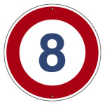 道路標識(構内用) スチール製 600mmΦ 上下穴タイプ 制限速度8キロ (416008)