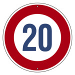 道路標識(構内用) スチール製 600mmΦ 上下穴タイプ 制限速度20キロ (416020)