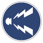 道路標識(構内用) スチール製 600mmΦ 上下穴タイプ 警笛鳴らせ (416328)