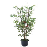 光触媒 人工観葉植物 造花 黒竹&南天1.0(幹:天然黒竹) (高さ100cm) (2011R160)