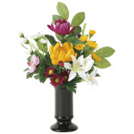 造花 仏花小菊(器付)1個 (高さ32cm) (2388R37N) ※光触媒無し