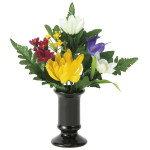 造花 仏花マム(器付)1個 (高さ23cm) (2389R22N) ※光触媒無し