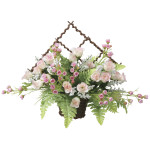 光触媒 人工観葉植物 造花 壁掛けミニローズP (高さ27cm) (2555R50)