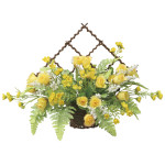 光触媒 人工観葉植物 造花 壁掛けミニローズY (高さ27cm) (2556R50)