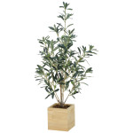 光触媒 人工観葉植物 造花 ウッドボックスオリーブ90 (高さ90cm) (2716A210)