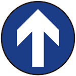 床面サイン フロアラバーマット 円形 矢印サイン 防炎シール付 Aタイプ 直径40cm (PEFS-009-A(40))