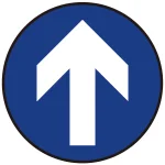 床面サイン フロアラバーマット 円形 矢印サイン 防炎シール付 Aタイプ 直径40cm (PEFS-009-A(40))