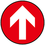 床面サイン フロアラバーマット 円形 矢印サイン 防炎シール付 Bタイプ 直径40cm (PEFS-009-B(40))