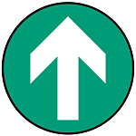 床面サイン フロアラバーマット 円形 矢印サイン 防炎シール付 Cタイプ 直径40cm (PEFS-009-C(40))