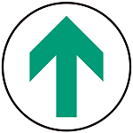 床面サイン フロアラバーマット 円形 矢印サイン 防炎シール付 Fタイプ 直径40cm (PEFS-009-F(40))