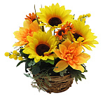 【2025年夏】ひまわり盛りカゴアレンジ (No178-19_08)