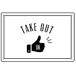 TAKE OUT OK ハンドサイン オリジナルプレート看板 ホワイト W600×H450 マグネットシート (SP-SMD355-60x45M)