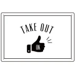 TAKE OUT OK ハンドサイン オリジナルプレート看板 ホワイト W600×H450 アルミ複合板 (SP-SMD355-60x45A)