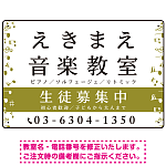 音楽教室 左右音符ラインデザイン プレート看板 白地・黒文字 W450×H300 エコユニボード (SP-SMD456B-45x30U)