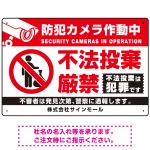 防犯カメラ作動中・不法投棄厳禁 ゴミを置き去る人型デザイン オリジナル プレート看板