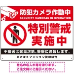 防犯カメラ作動中・特別警戒実施中 立入禁止ピクトマークデザイン プレート看板