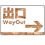 木目柄文字で誘導する出入りサイン オリジナル プレート看板 出口/右矢印 W450×H300 アルミ複合板 (SP-SMD521R-45x30A)