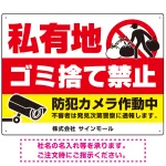 私有地へのゴミ捨て禁止 防犯カメラ作動中デザイン プレート看板