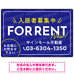 NEWの文字がアクセントの爽やかデザイン FOR RENT 入居者募集中 不動産向けデザインプレート看板 ブルー W450×H300 エコユニボード(SP-SMD725B-45x30U)