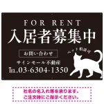シックな猫シルエットの入居者募集中デザイン 不動産向けプレート看板