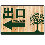 ナチュラルウッド調案内板 オリジナルプレート看板 出口/左矢印 W450×H300 エコユニボード (SP-SMD789BL-45x30U)