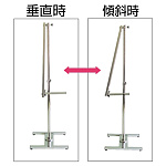 ■片面タイプのPAパネルスタンドは垂直掲示と傾斜掲示の1台で2通りの掲示が可能です。