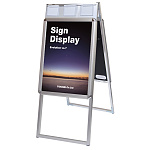 屋内用パンフレットケース付 ポスターグリップスタンド看板 規格:A2両面 シルバー (PGSKP-A2RS)