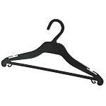 【在庫限り廃盤】プラスチック製ハンガー黒 W420 下部バー付 (50個セット)