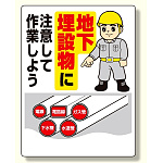 埋設物他標識 地下埋設物に注意して作業.. (323-01A)