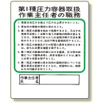 作業主任者職務板 第1種圧力容器取扱 (356-12)