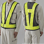 反射ベスト ポリス型 紺/レモンイエロー フリーサイズ (379-38)