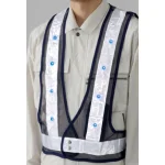 LED反射安全ベスト 紺 反射部・白 LEDカラー 青 （胸囲90～130cm） (379-65A)