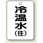 バルブ開閉表示板 冷温水 (往) 65×45 5枚1組 (454-89)