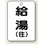 バルブ開閉表示板 給湯 (往) 65×45 5枚1組 (454-95)