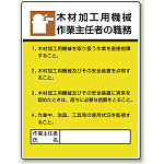 木材加工用機械 「作業主任者職務表示板」 (808-03)
