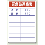 緊急時連絡表 エコユニボード 450×300 (814-57)