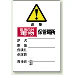 有害物質標識(劇物・毒物) 鉄板 450×300 医薬用外毒物 保管場所 縦 (814-68A)