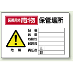 医薬用外毒物 保管場所 鉄板 (普通山) 300×450 (814-70A)