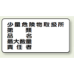 横型標識 少量危険物取扱所 ボード 300×600 (830-58)