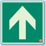 矢印緑背景 避難口・通路誘導標識 (蓄光ステッカー) 300×300 (829-11A)