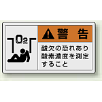 PL警告ラベル ヨコ型ステッカー 酸欠の恐れあり酸素濃度を測定すること (10枚1組) サイズ:(大)60×110mm (846-07)