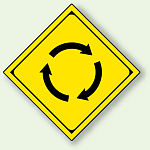 警告標識 ロータリーあり アルミ 一辺 450 (894-34)